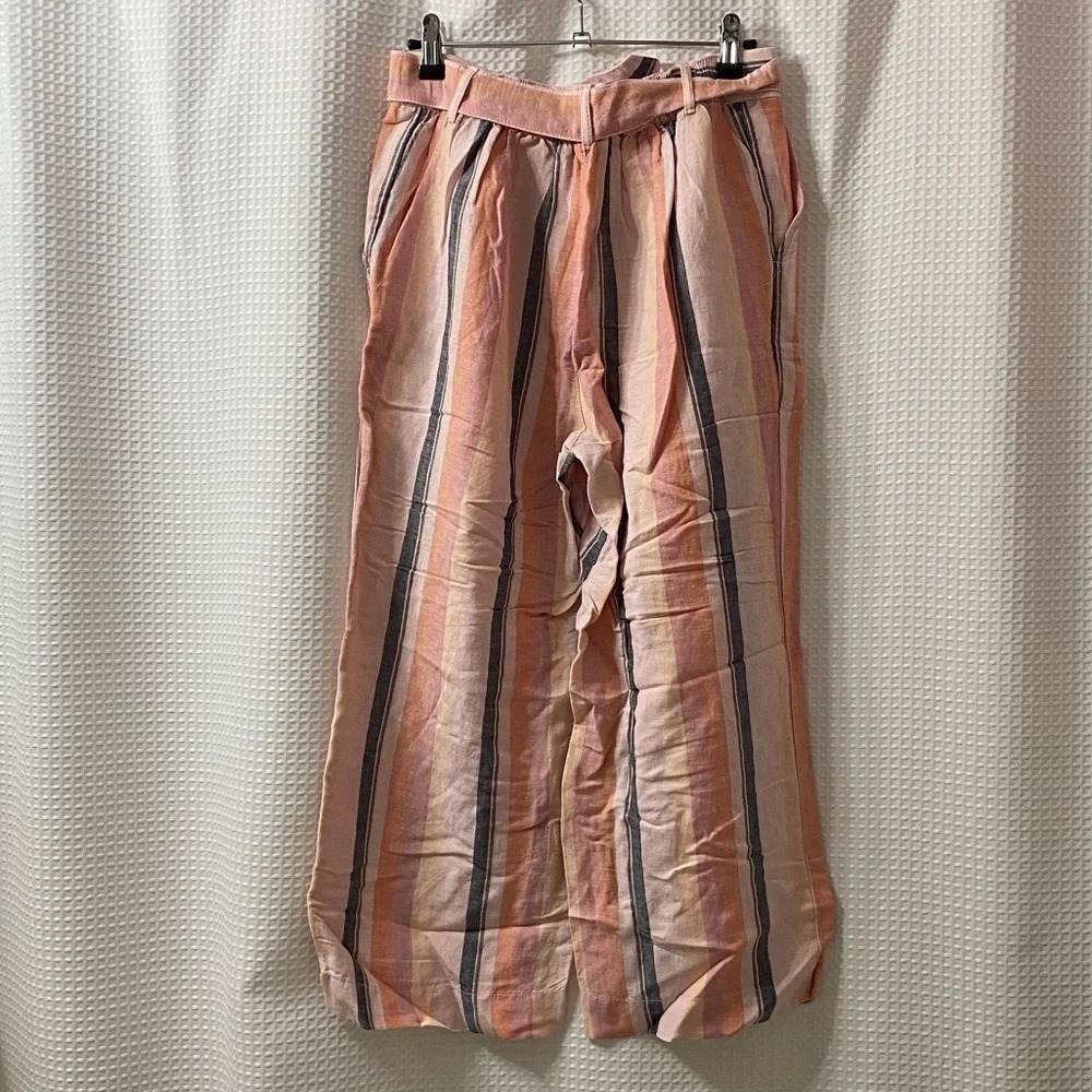 NWT LOFT Petite Striped Tie Waist Pants - Picture 5 of 8
